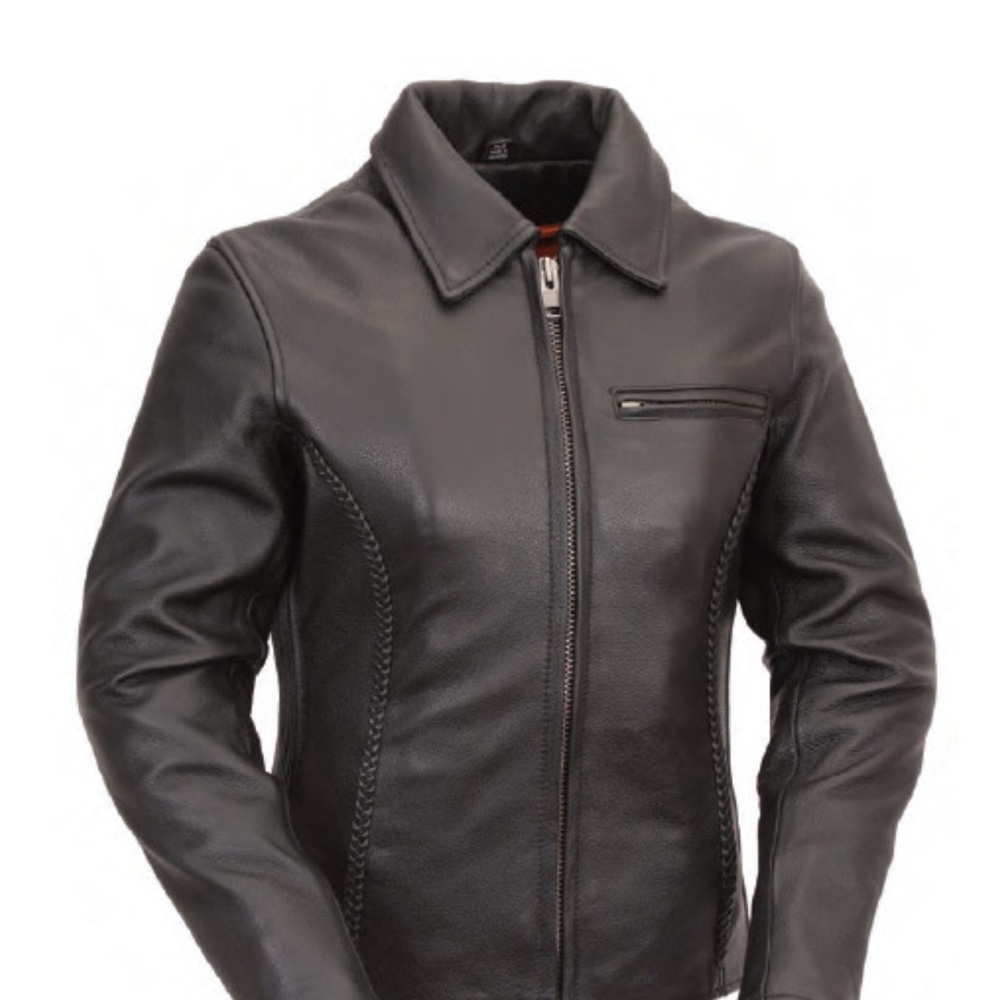 Black Leather Women's Motorcycle Jacket